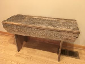 photo of rustic farm bench