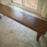 photo of a reclaimed oak dining bench.