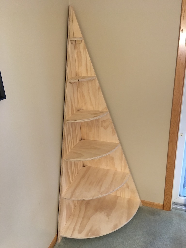 folding christmas village display shelf shaped like Christmas tree