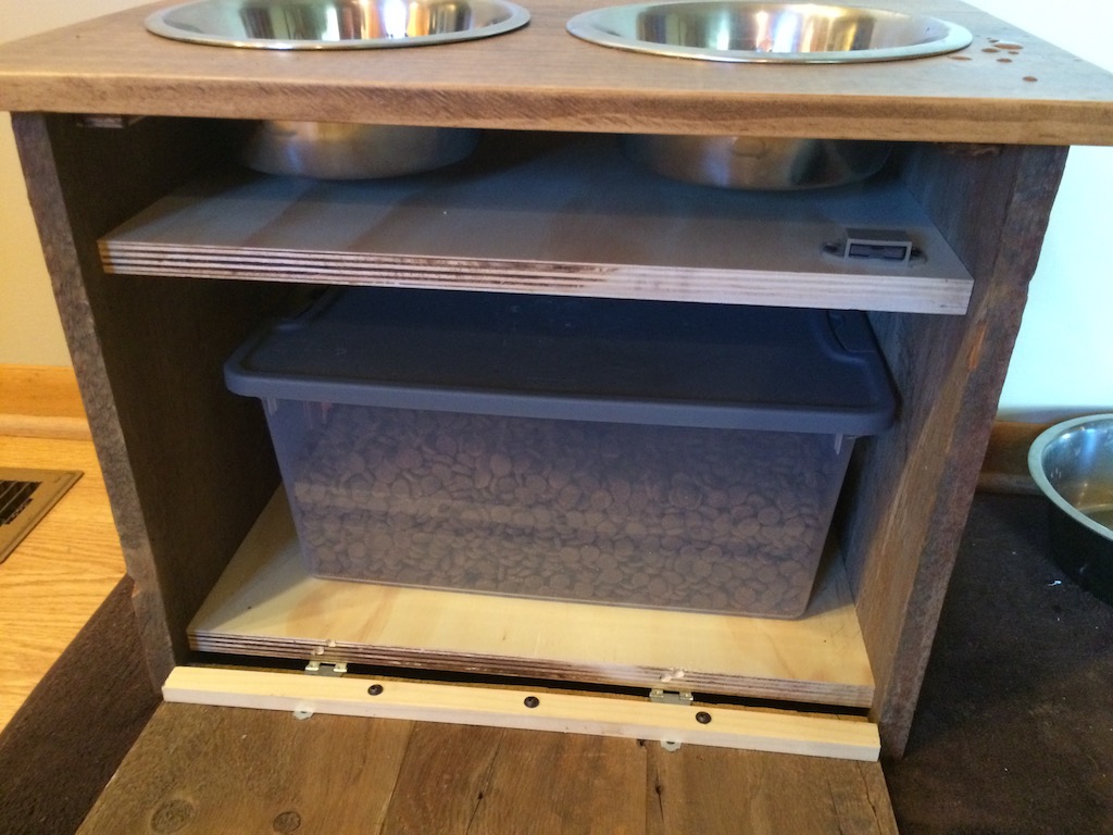 DIY Elevated Dog Bowl Station With Extra Food Storage