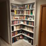 built-in bookshelf with open corner